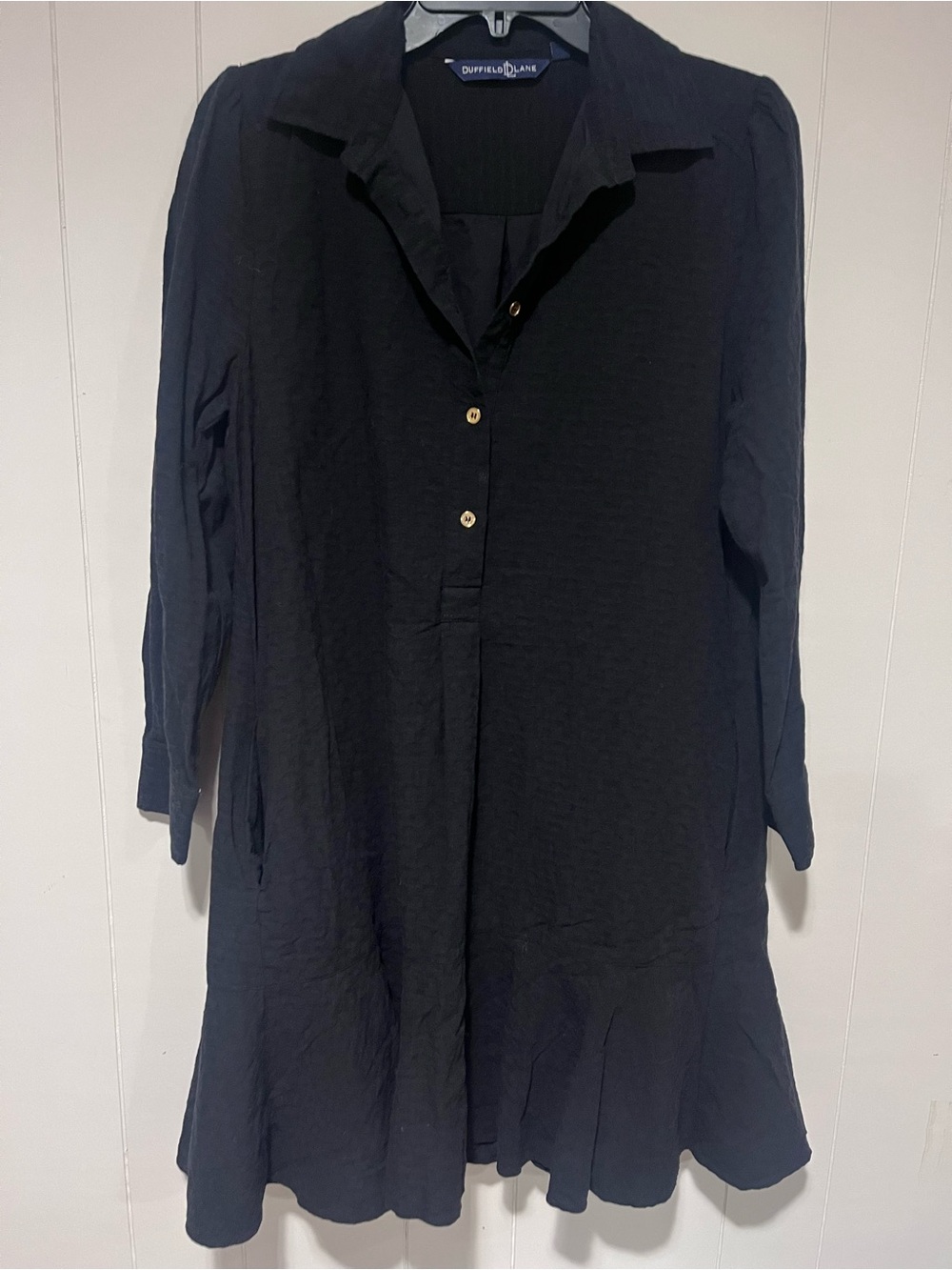 Duffield Lane Black textured dress, S